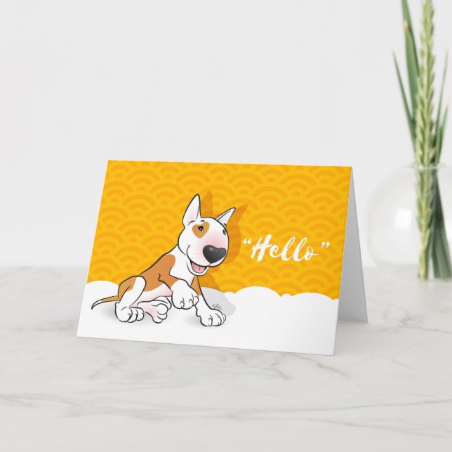 Tarjeta de felicitación de bull terrier "hola " (Anverso)