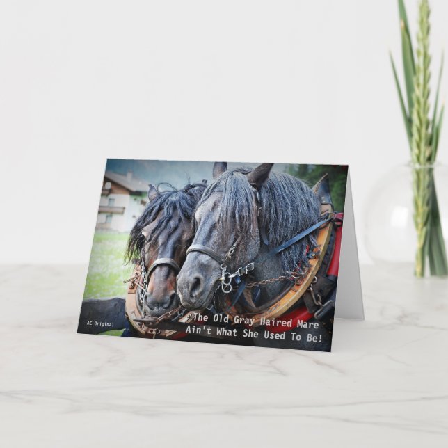 Tarjeta de Felicitación de Caballo Anciano Diverti (Anverso)