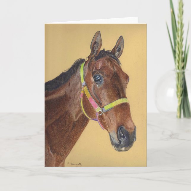 Tarjeta de felicitación de caballos de guerra (Anverso)