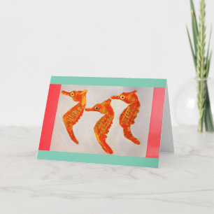 Tarjeta de felicitación de caballos de mar de colo