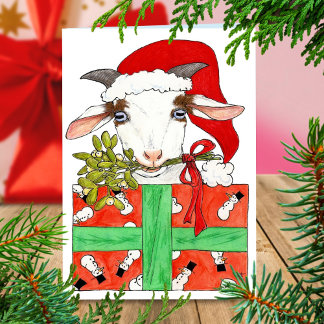tarjeta de felicitación de cabra de Navidad de Nic