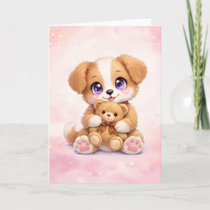 Tarjeta de Felicitación de Cachorro Abrazando a un