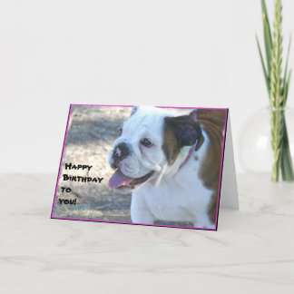 Tarjeta de felicitación de cachorro de bulldog de 
