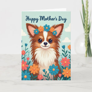 Tarjeta de felicitación de cachorro mate con flore
