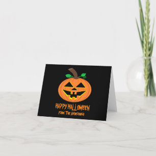 Tarjeta de felicitación de calabaza sonriente de H