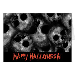Tarjeta de felicitación de calaveras grises