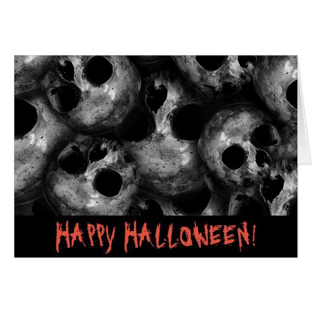Tarjeta de felicitación de calaveras grises (Anverso (Horizontal))