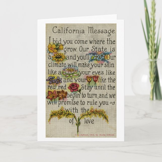 Tarjeta de felicitación de California (1914) (Anverso)