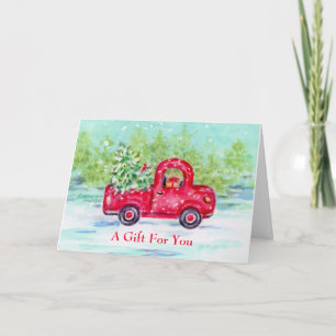 Tarjeta de felicitación de camionetas rojas encerr