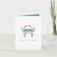 Tarjeta de felicitación de cangrejo acuarela para 