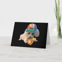 Tarjeta de felicitación de caniche jugando pelota