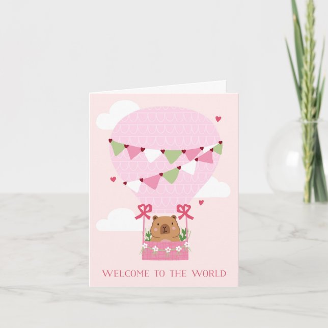 Tarjeta de Felicitación de Capirotito Adorable par (Anverso)