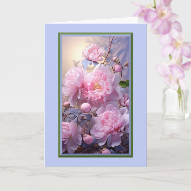 Tarjeta de felicitación de capullos y flores de pe (Orquídea)