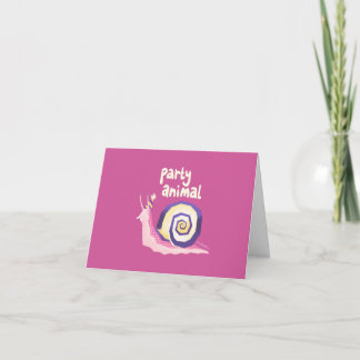 Tarjeta de felicitación de caracol animal de fiest