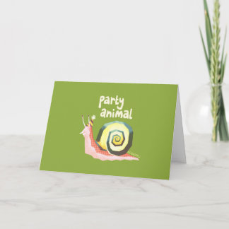 Tarjeta de felicitación de caracol animal de fiest