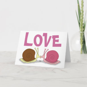 Tarjeta de felicitación de caracoles enamorados