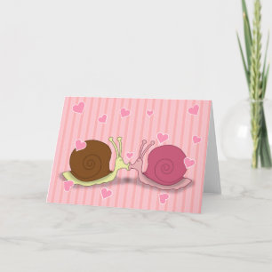 Tarjeta de felicitación de caracoles enamorados
