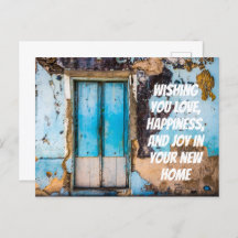 Tarjeta de felicitación de casa nueva con pared y 