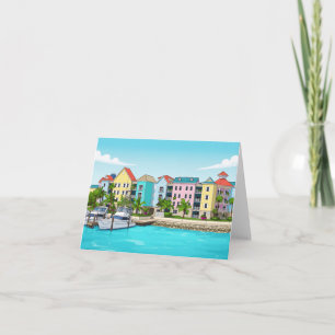Tarjeta de felicitación de casas coloridas de las