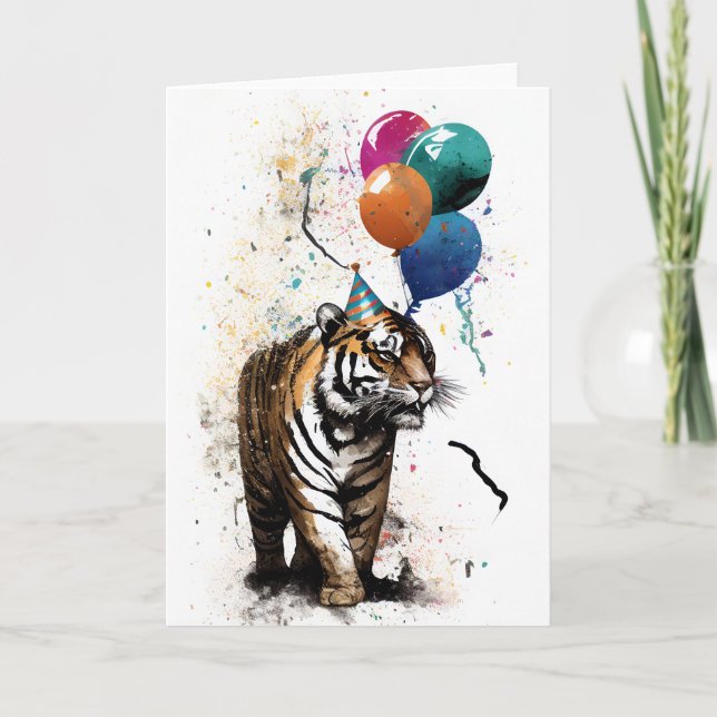 Tarjeta de felicitación de celebración de tigres (Anverso)