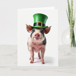 Tarjeta de felicitación de cerdito afortunado