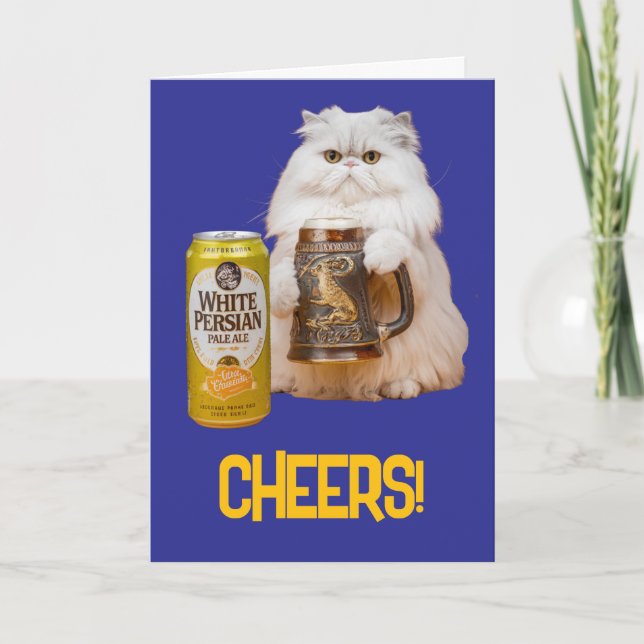 Tarjeta de Felicitación de Cerveza de Gato Persa B (Anverso)