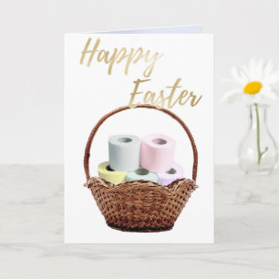 Tarjeta de felicitación de cesta de Pascua en cuar
