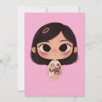 Tarjeta de Felicitación de Chica Chibi Adorable