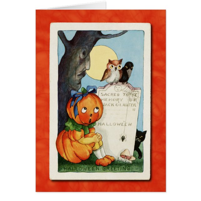 Tarjeta de felicitación de Chica de calabaza de ép (Frente)