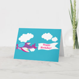 Tarjeta de felicitación de Chica de pequeño avión