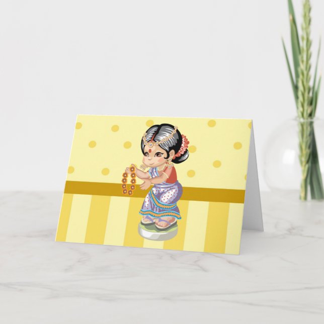 Tarjeta de felicitación de Chica indio (Anverso)