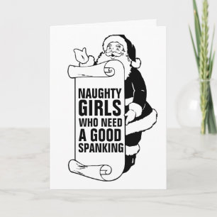 Tarjeta de felicitación de CHICA SANTA CLAUS NAUGH