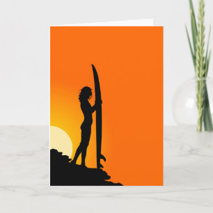 Tarjeta de felicitación de Chica surfista