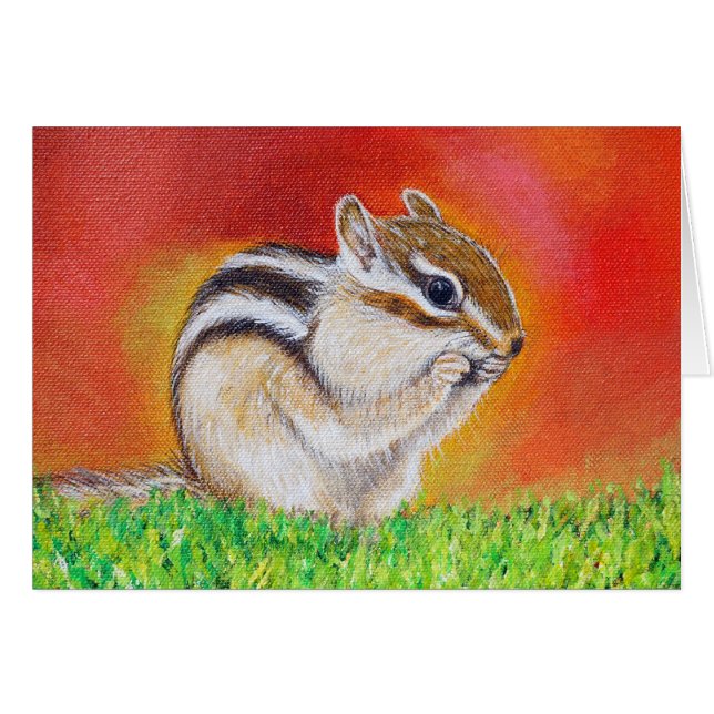 Tarjeta de felicitación de Chipmunk Painting (Anverso (Horizontal))
