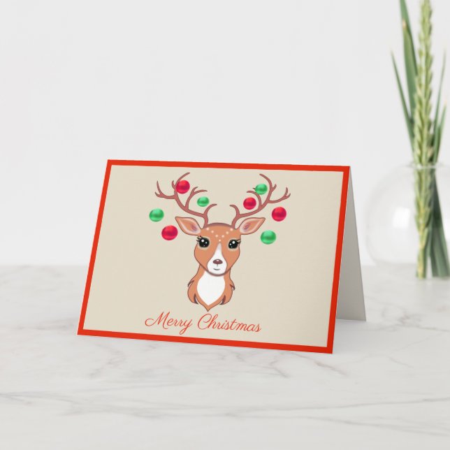 Tarjeta de Felicitación de Ciervo de Navidad Elega (Anverso)
