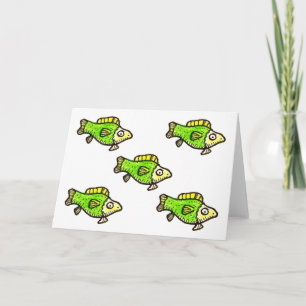 Tarjeta de felicitación de cinco peces verdes de d