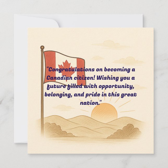 Tarjeta de felicitación de ciudadanía canadiense (Anverso)