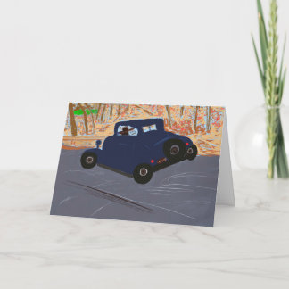 Tarjeta de felicitación de coches de época