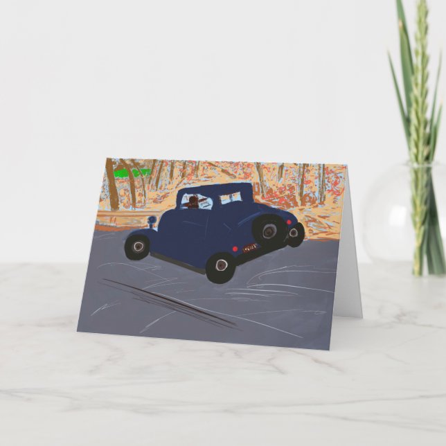 Tarjeta de felicitación de coches de época (Anverso)