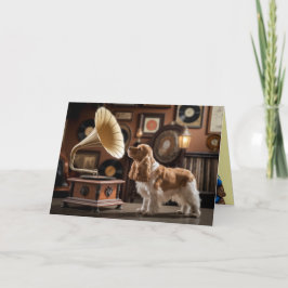 Tarjeta de felicitación de Cocker Spaniel Gramófon