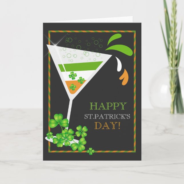 Tarjeta de felicitación de cóctel de St.Patricks D (Anverso)