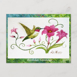 Tarjeta de felicitación de colibrí en postal