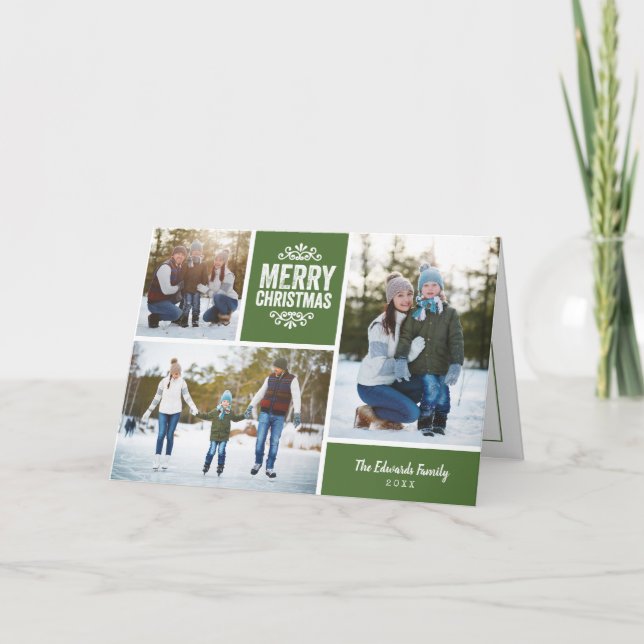 Tarjeta de felicitación de Collage de fotos navide (Anverso)