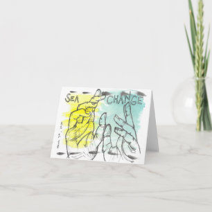 Tarjeta de felicitación de color agua y tinta para
