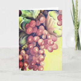 Tarjeta de felicitación de color de agua de uvas d