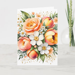 Tarjeta de felicitación de color melocotón peonías