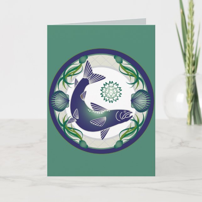 Tarjeta de felicitación de color salmón (Anverso)