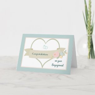 Tarjeta de Felicitación de Compromiso Corazón y An