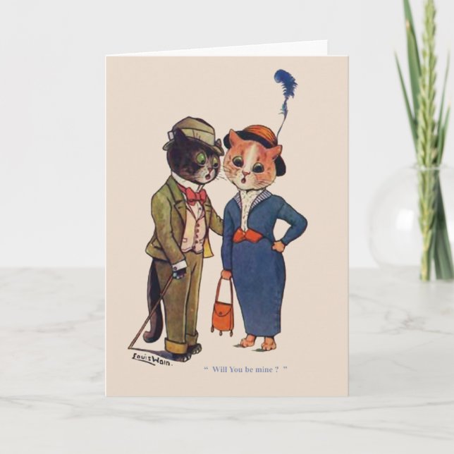 Tarjeta de felicitación de compromiso del gato (Anverso)