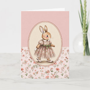 Tarjeta de felicitación de conejita vintage, conej